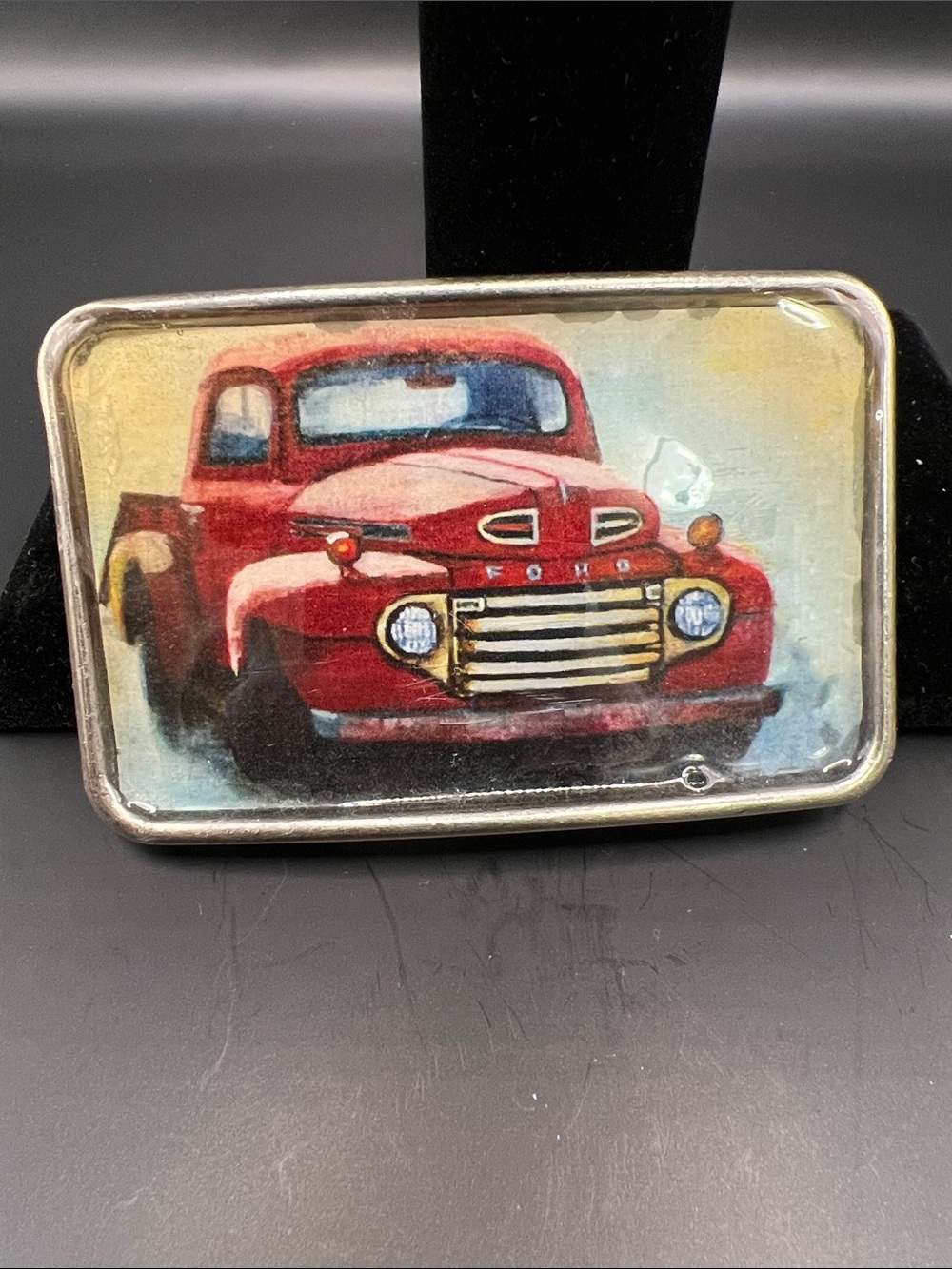 Vintage Red Truck Belt Buckle